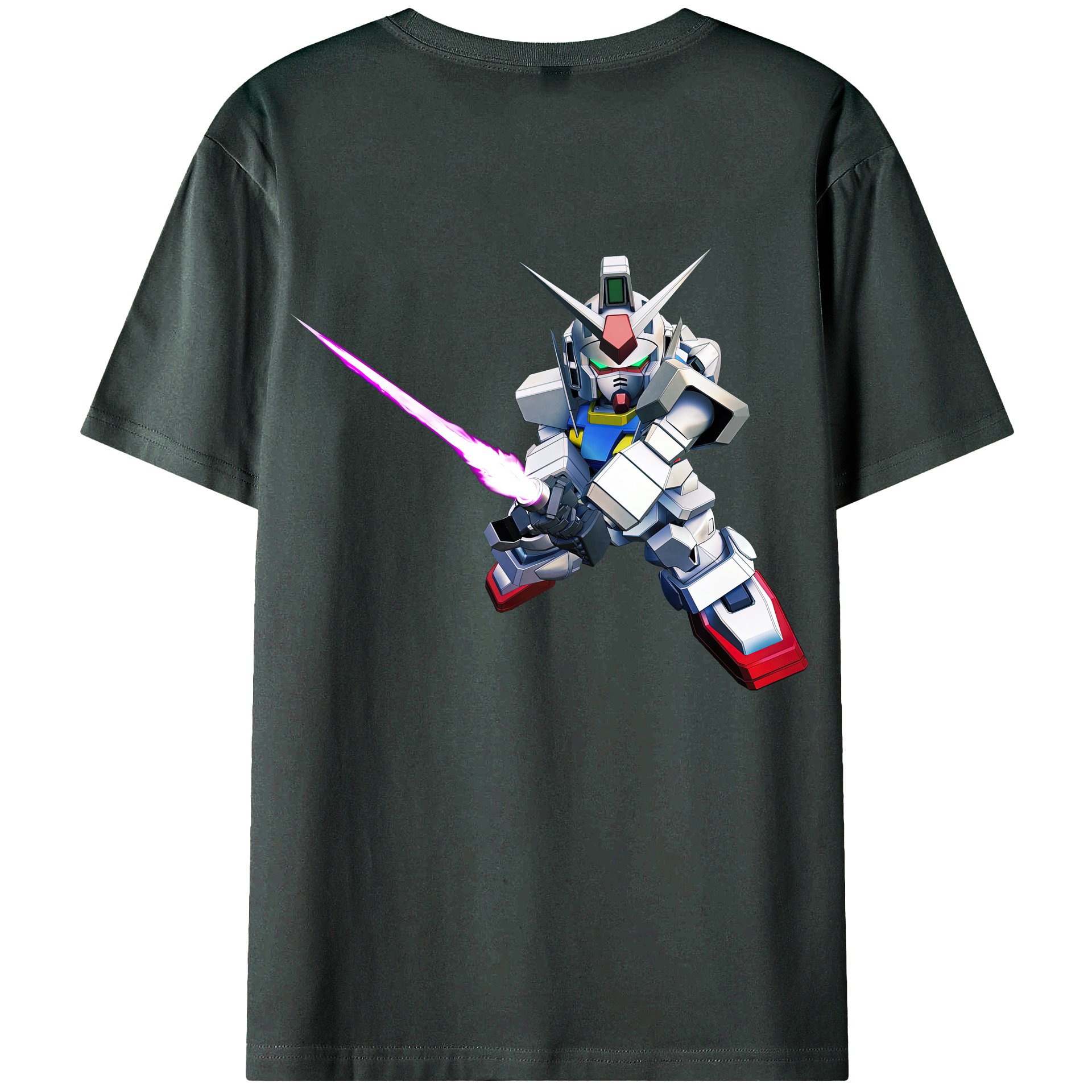 （画像用） 機動戦士ガンダム Mobile Suit Gundam 綿100％ メンズ半袖Tシャツ（バックプリント） 通気性